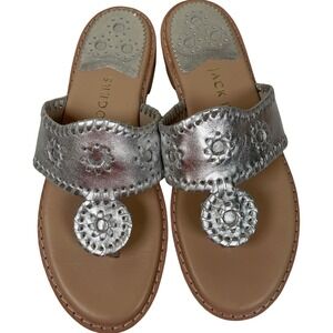 Jack Rogers Metallic Silver and Tan Sandals